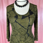 1990s slinky Khaki maxi dress, by Vera Finzzi, size 14