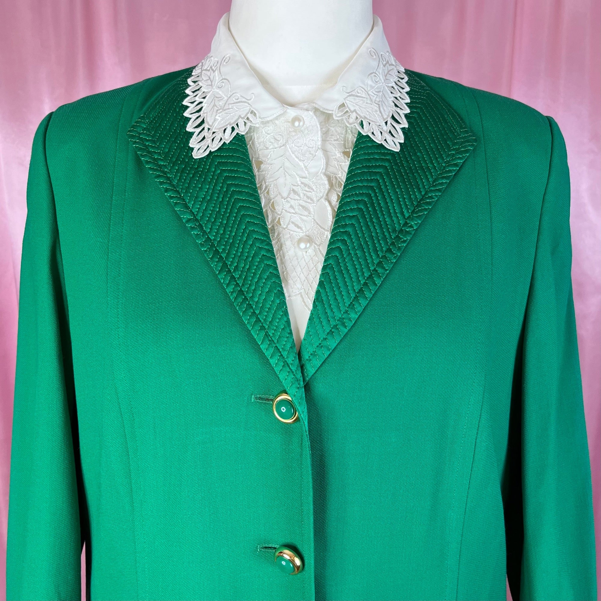 1980s Green wool blazer, by Antonette, size 16