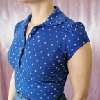 Y2K royal blue polo tee, by New Look, size 6