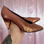 1980s metallic copper heels, by Laceys Footwear, size 5/38