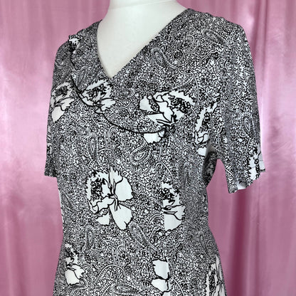 1990s paisley print midi dress, Unbranded, size 14