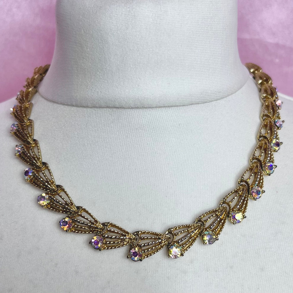1980s Gold AB diamanté necklace