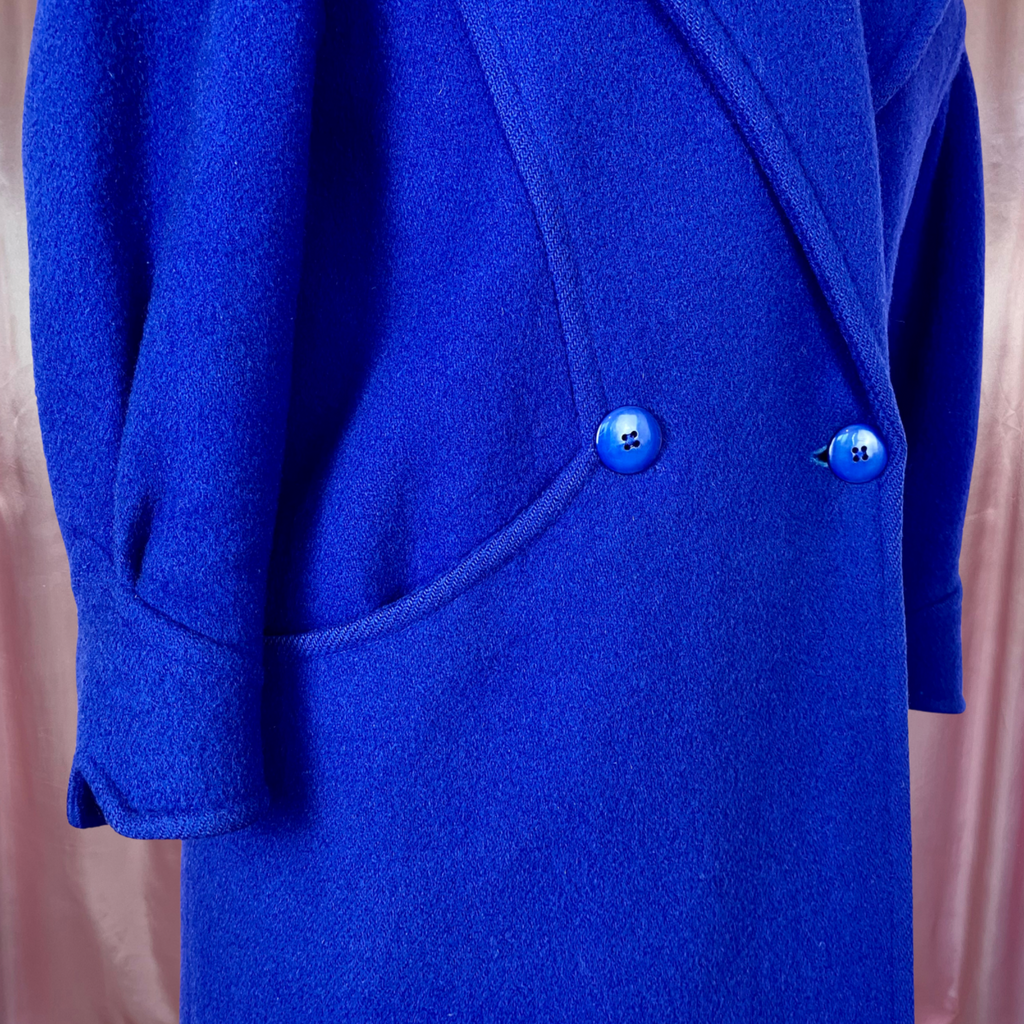 1980s Blue statement wool coat, by BHS, size 14/16