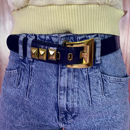 1980s Blue chunky belt, unbranded, size 12/16