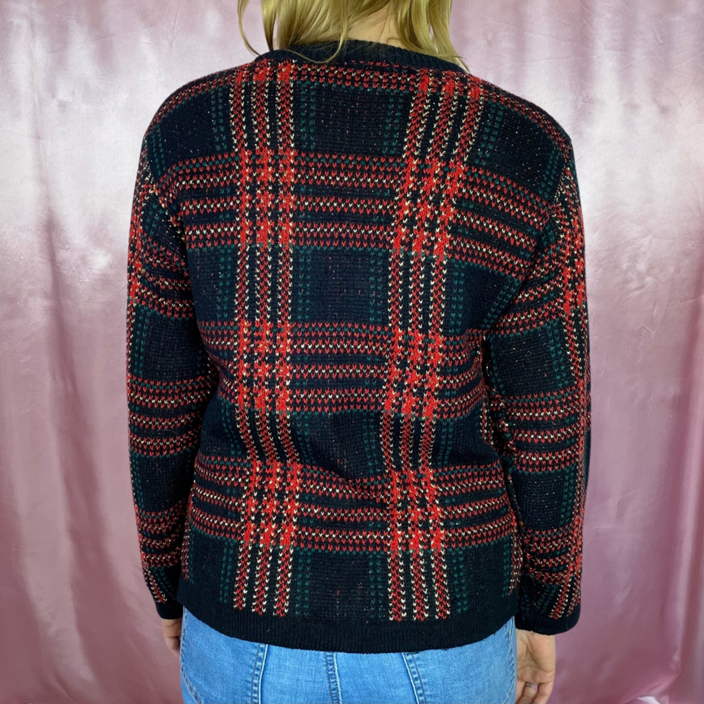 1980s tartan cardigan, by Just For Petites, size 10