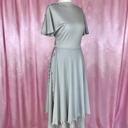 1970s Grey layered midi dress, by Shelana, size 6