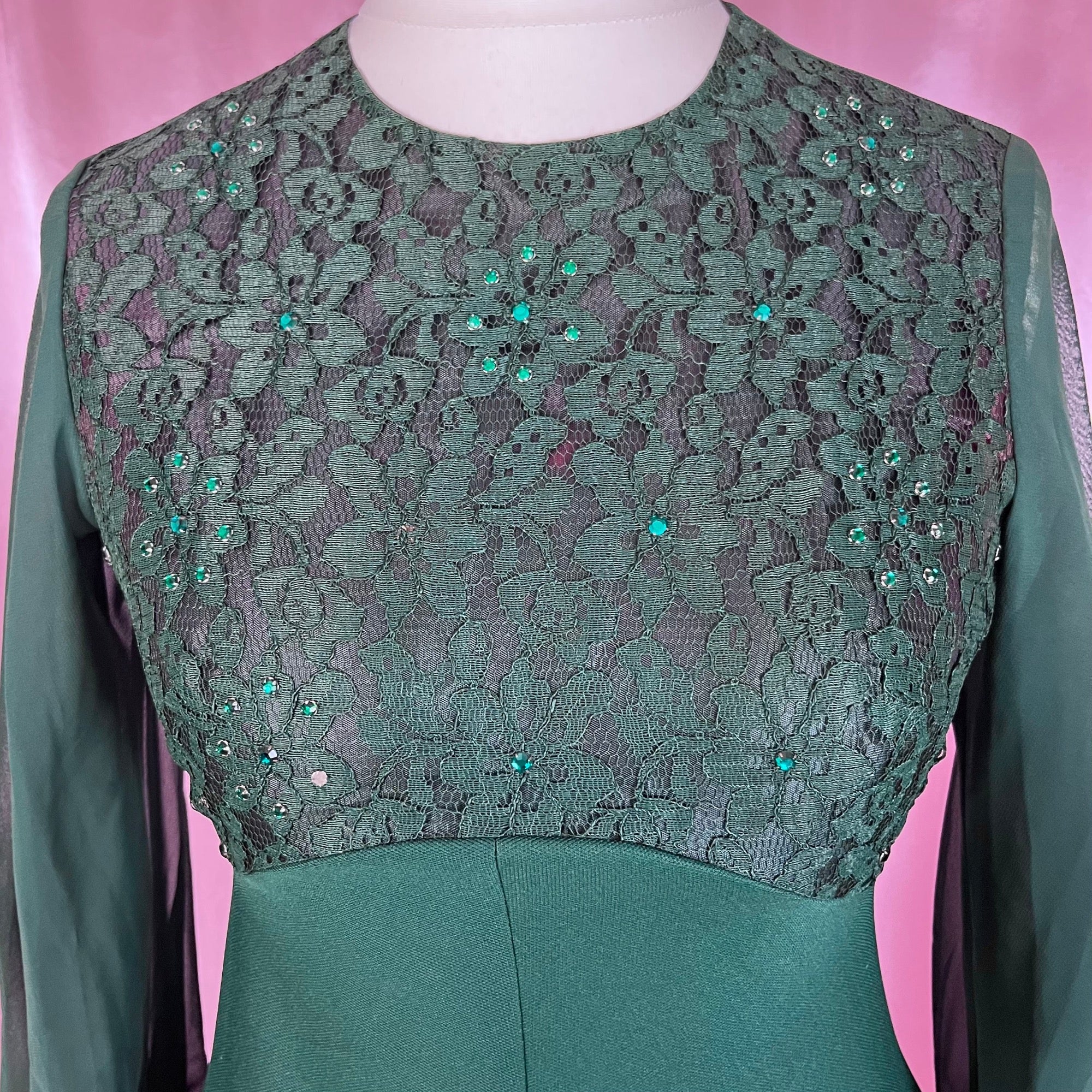 1970s Forest Green maxi dress, unbranded, size 12