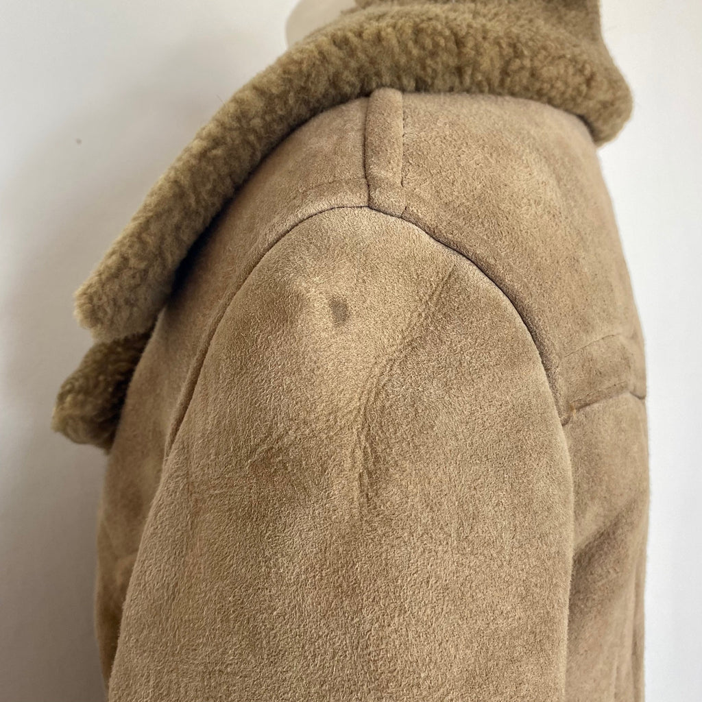 1970s Tan suede shearling coat, unbranded, size 6