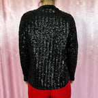 1970s black sequin jacket, unbranded, size 8