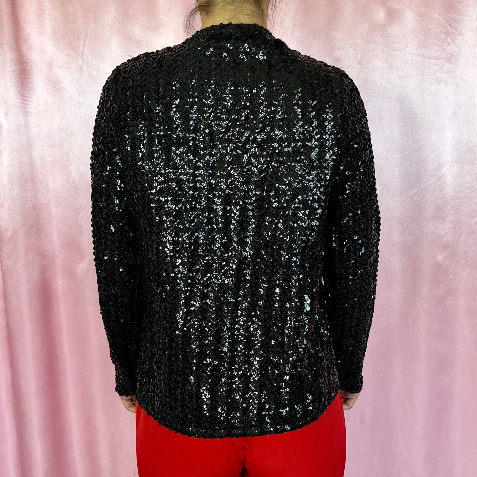 1970s black sequin jacket, unbranded, size 8