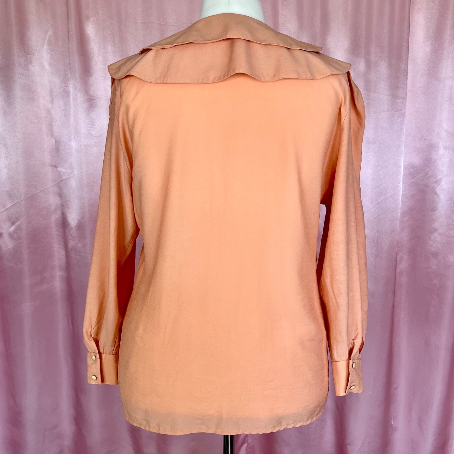 1980s Peach statement collar blouse, unbranded, size 18