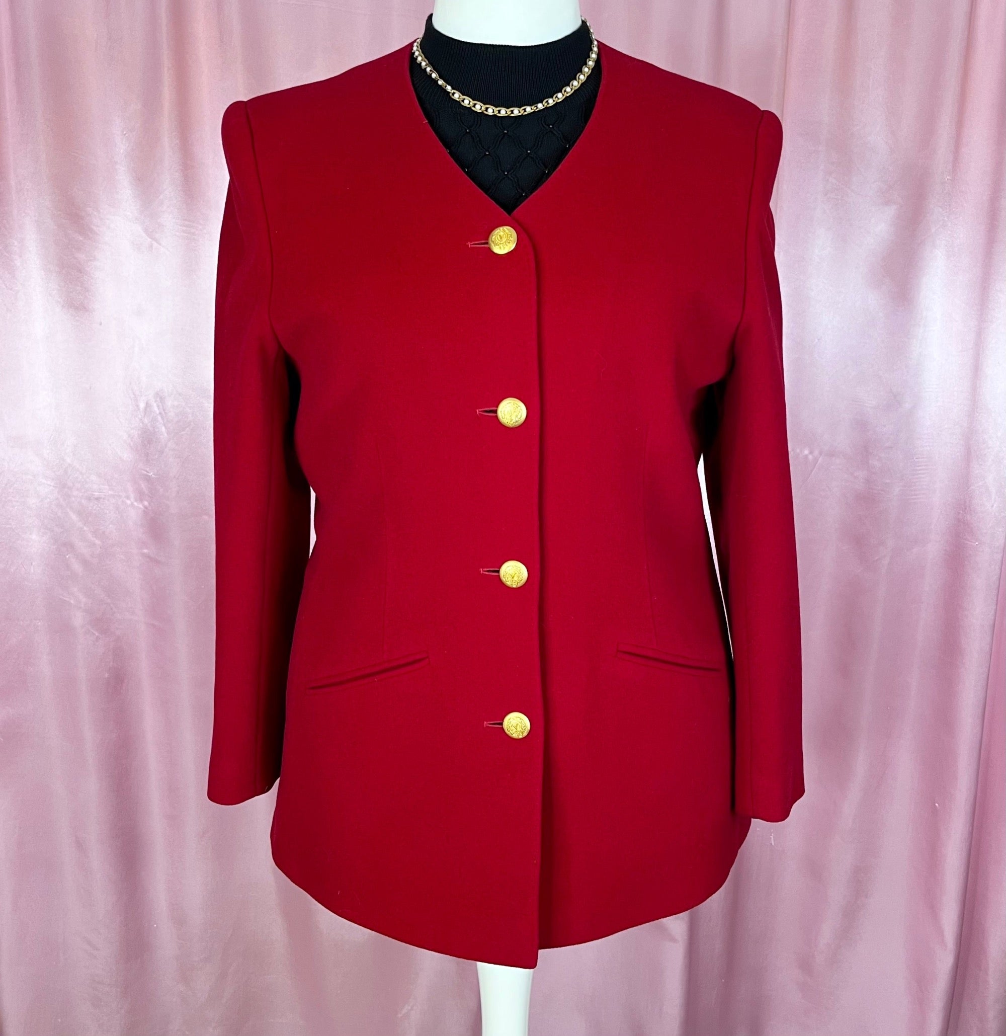 Red jacket with gold on sale buttons