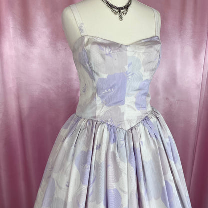 1980s pastel floral prom dress, by Frank Usher, size 8