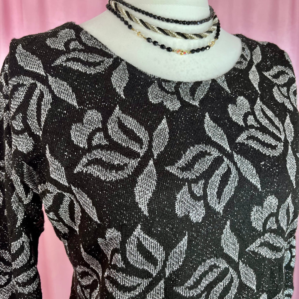 1980s Black sparkly jumper, unbranded, size 10