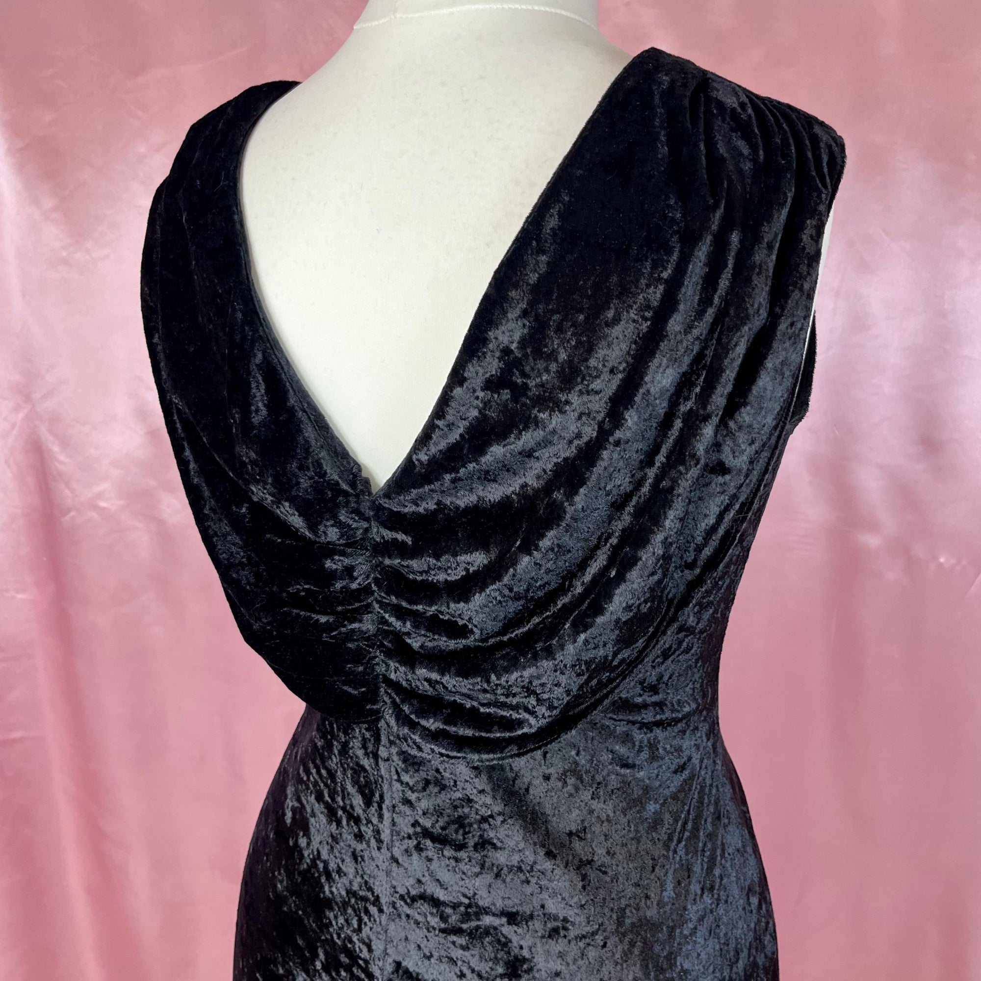 1980s crushed velvet midi dress, unbranded, size 14