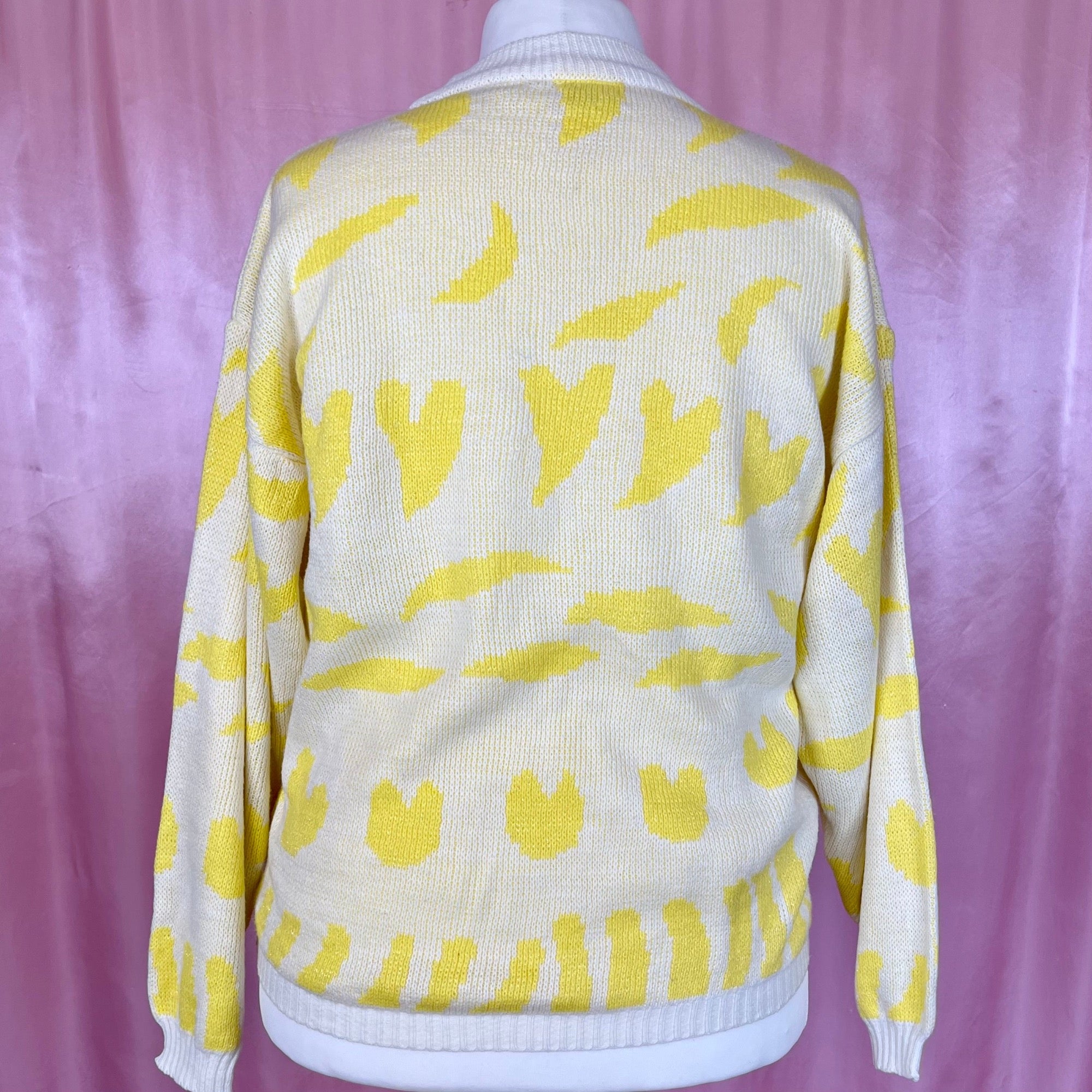 1980s yellow patterned jumper, unbranded, size 18