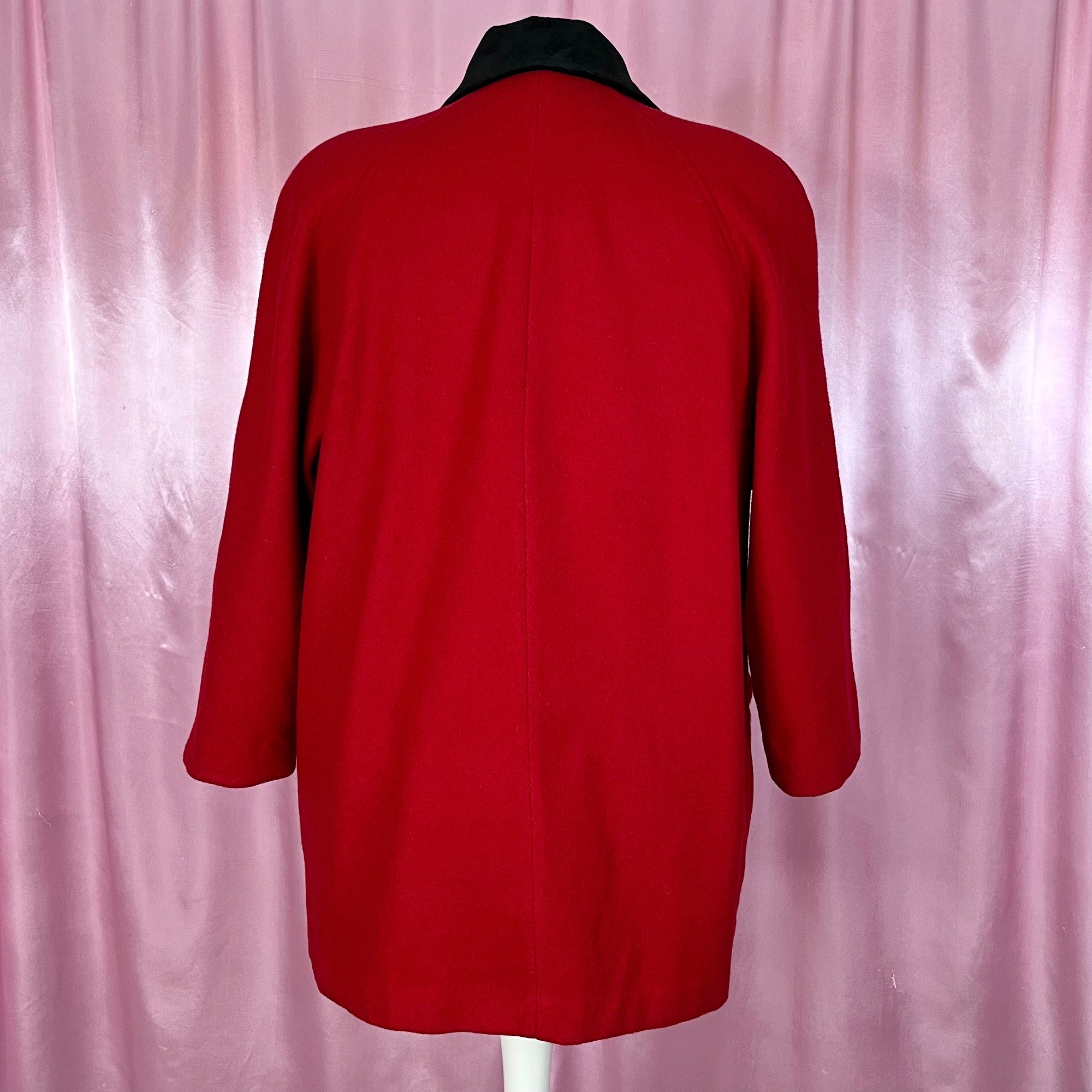 1980s Red coat with velvet collar, by La Crosse size 18