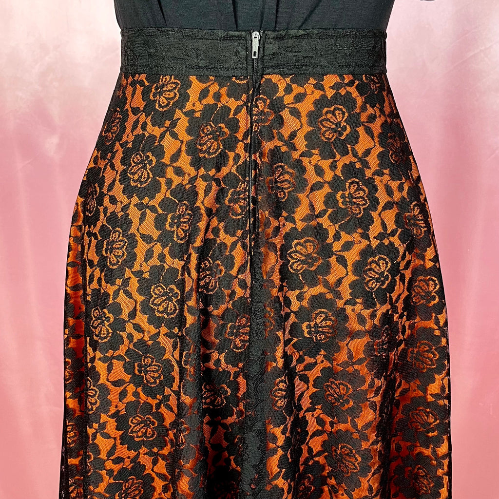 1970s Black lace skirt, by Creation Merlin Modell, size 8
