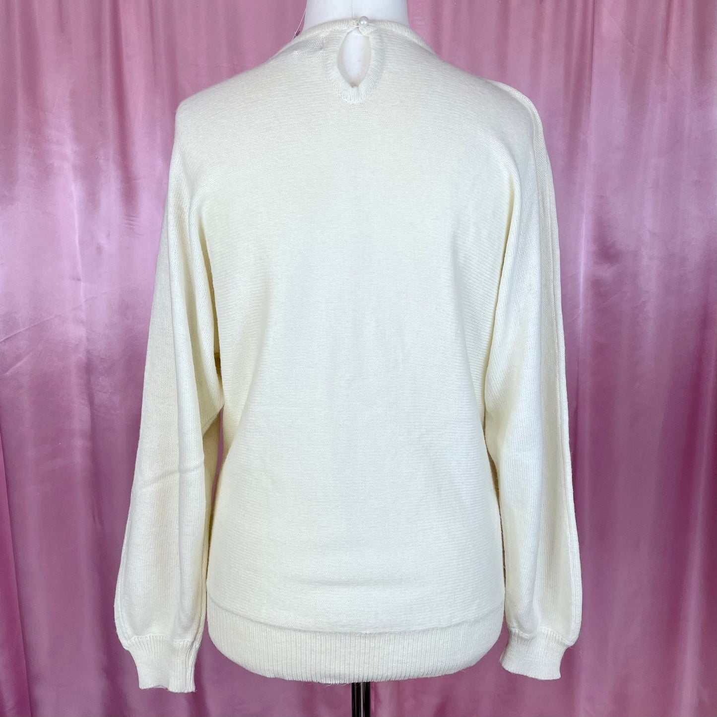 1980s cream beaded jumper, by Honey, size 12