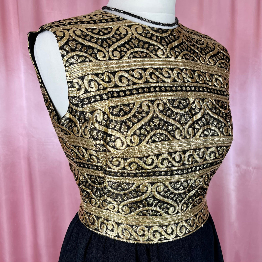 1960s Black & Gold dress, by Kitty Copeland, size 8