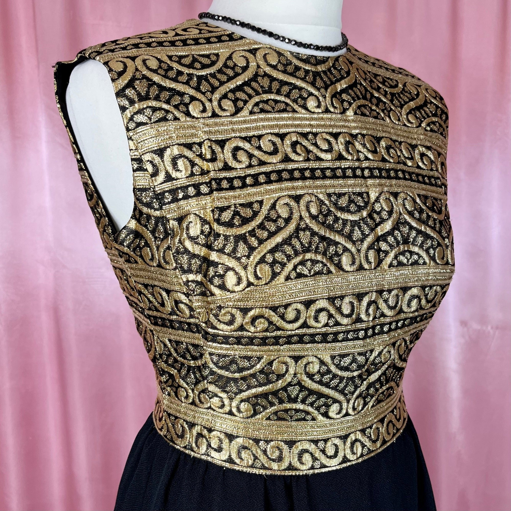 1960s Black & Gold dress, by Kitty Copeland, size 8