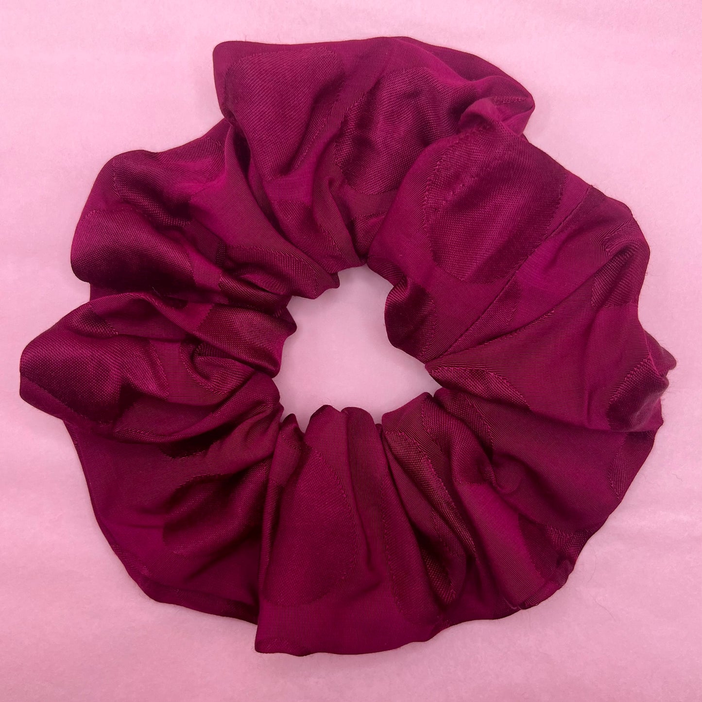 Reworked handmade red satin scrunchie