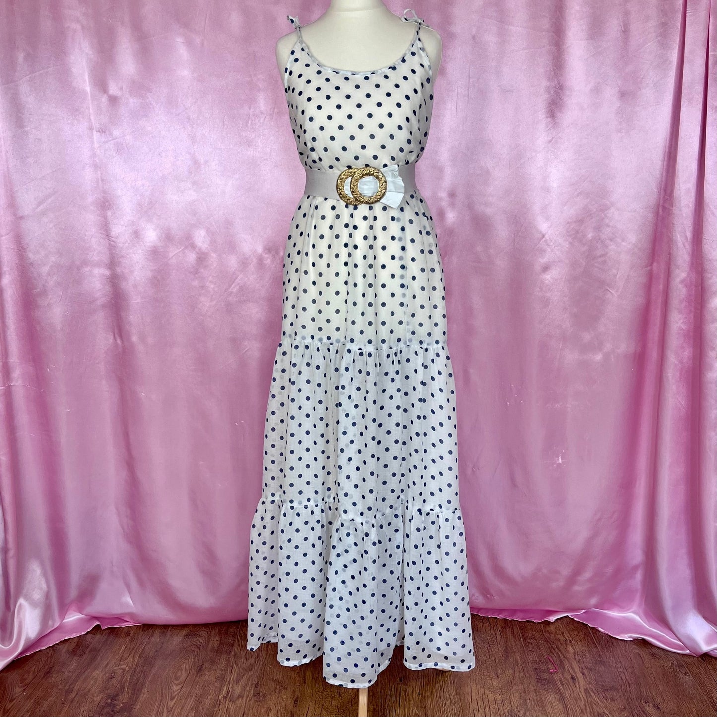 1970 polka dot prairie dress, unbranded, size 6