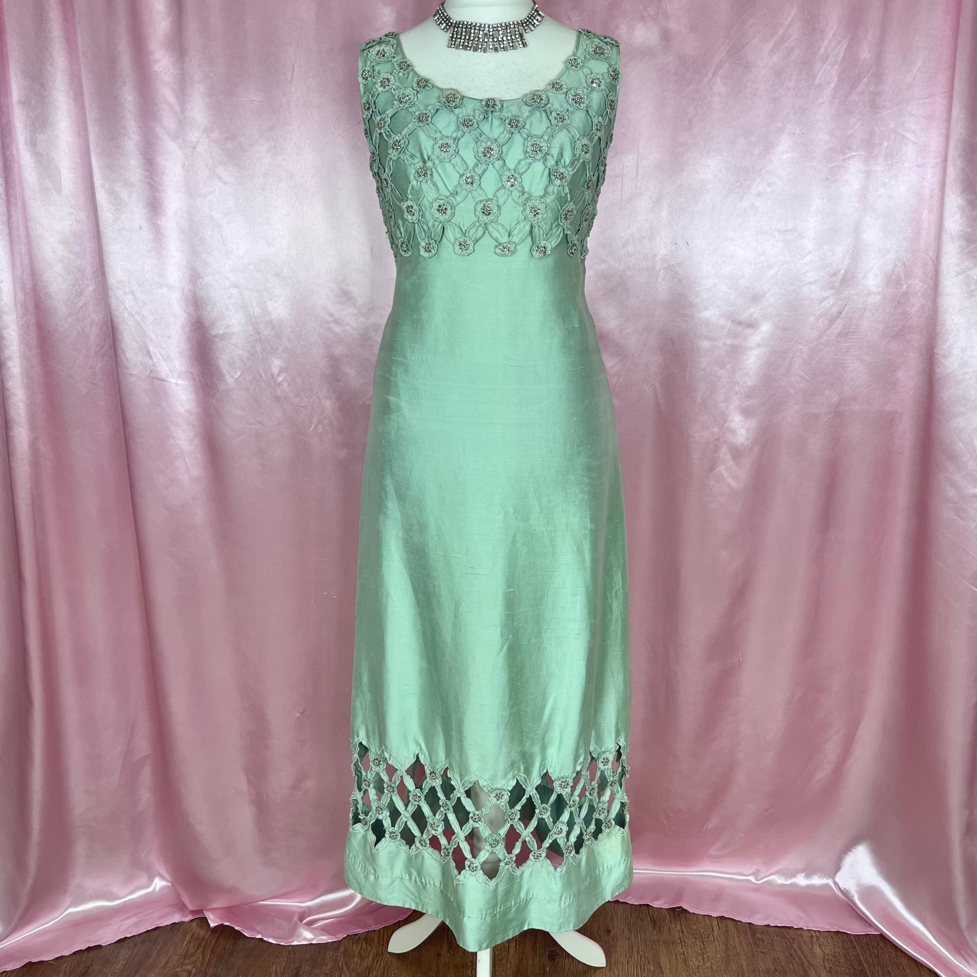 1960s Green evening dress by Anne Gerrard size 12 14 Scarlett