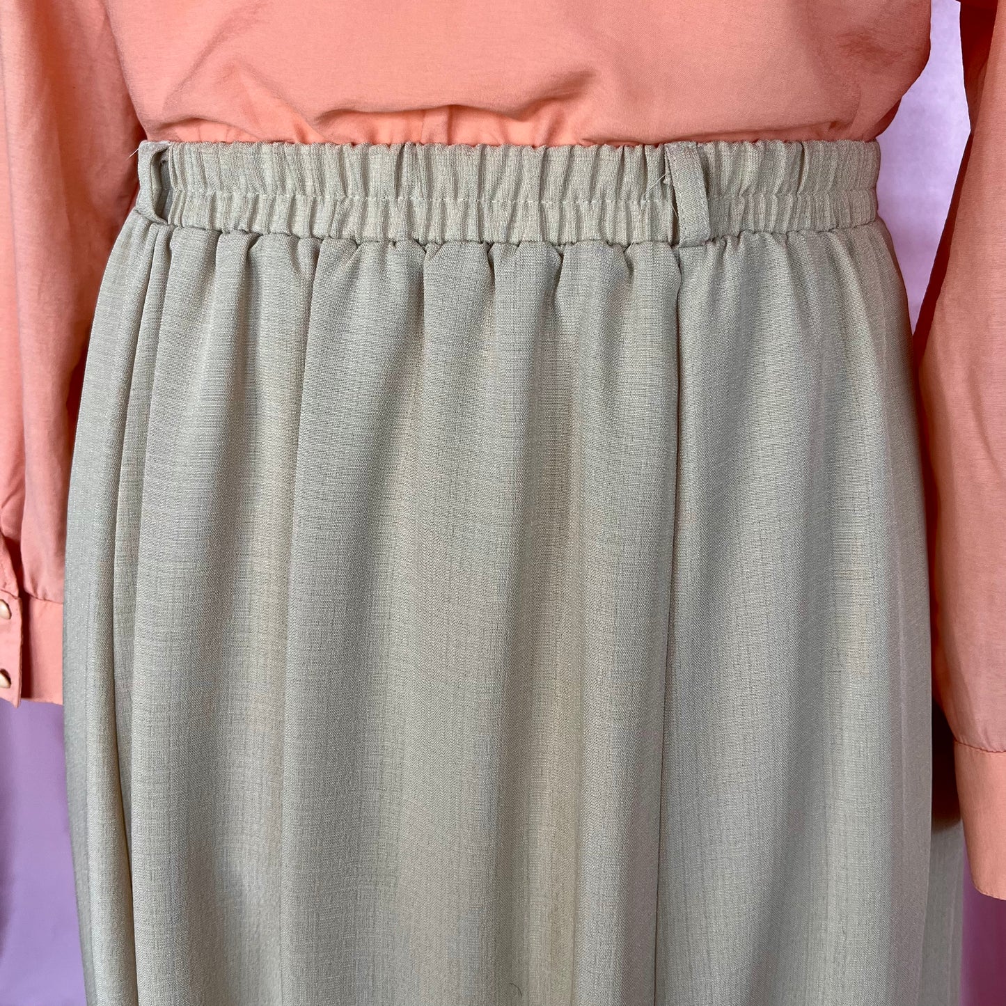 1990s Tan flared midi skirt, by Isabelle, size 18