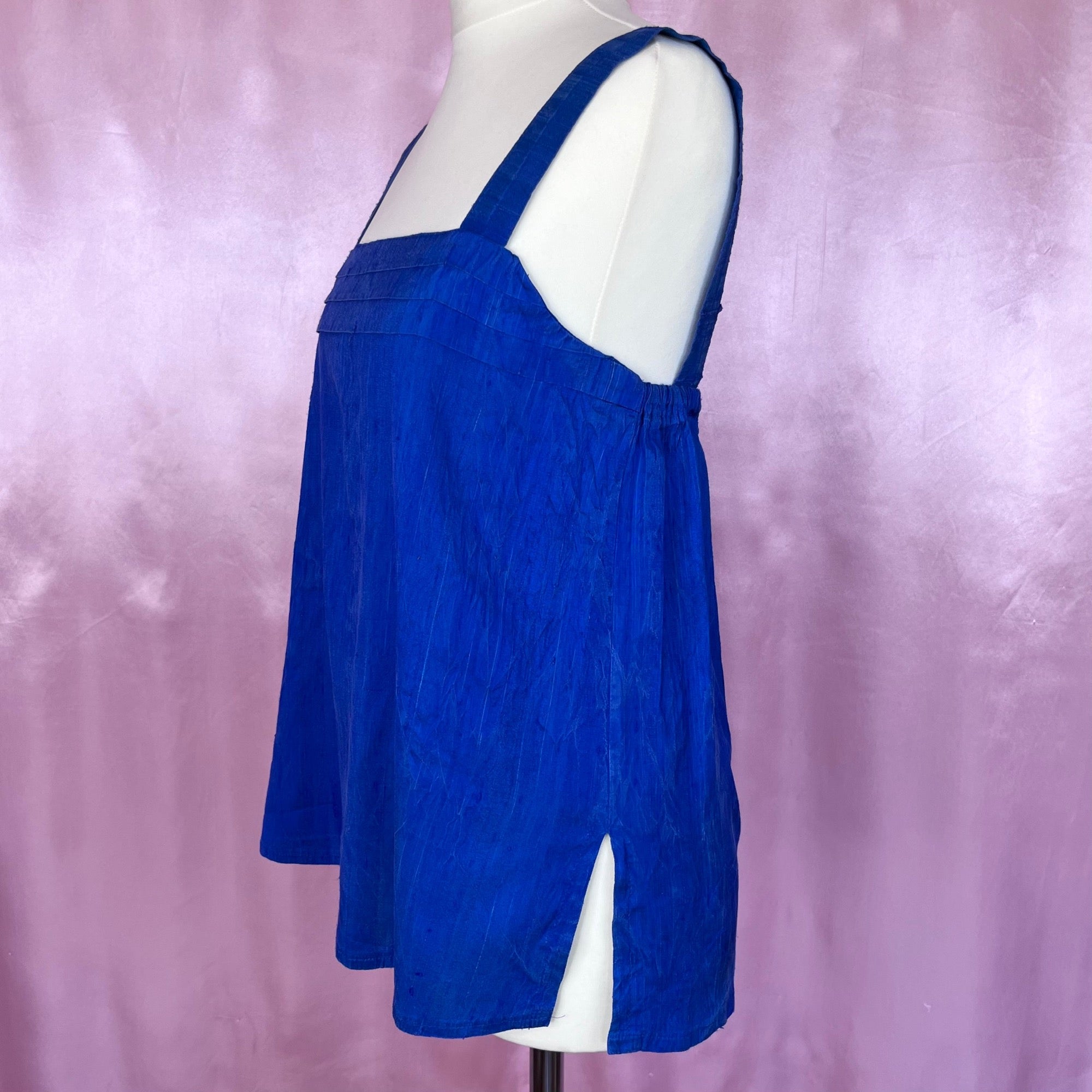 1980s Royal Blue silk top, by Nadine M, size 8/10