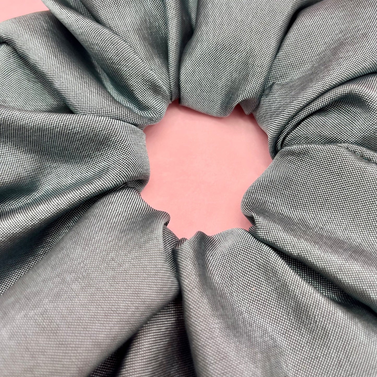 Handmade silky grey blue scrunchie