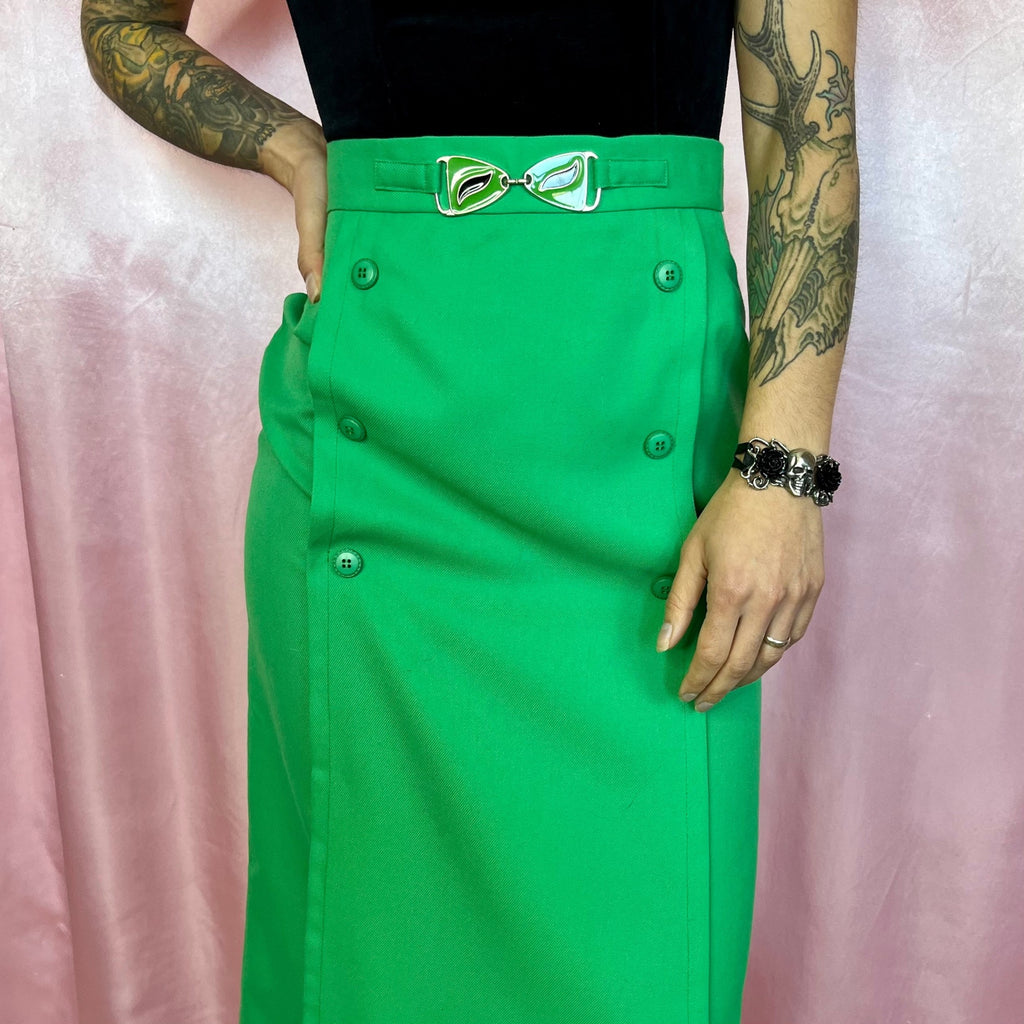 1970s Bright Green skirt, by Mistermonte, size 4