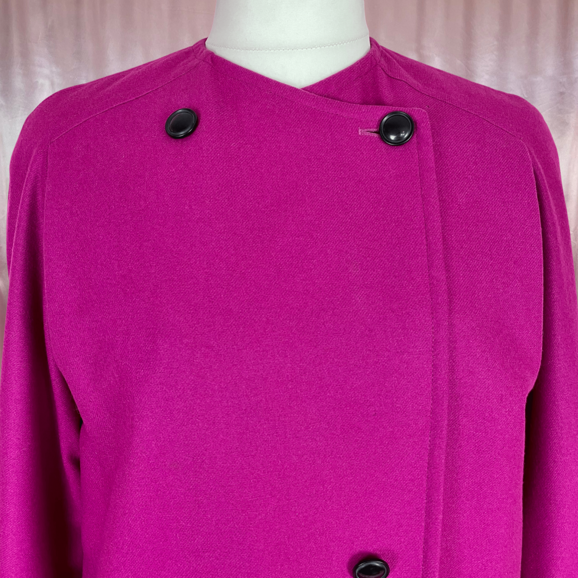 1980s Magenta wool coat, by Windsmoor, size 16