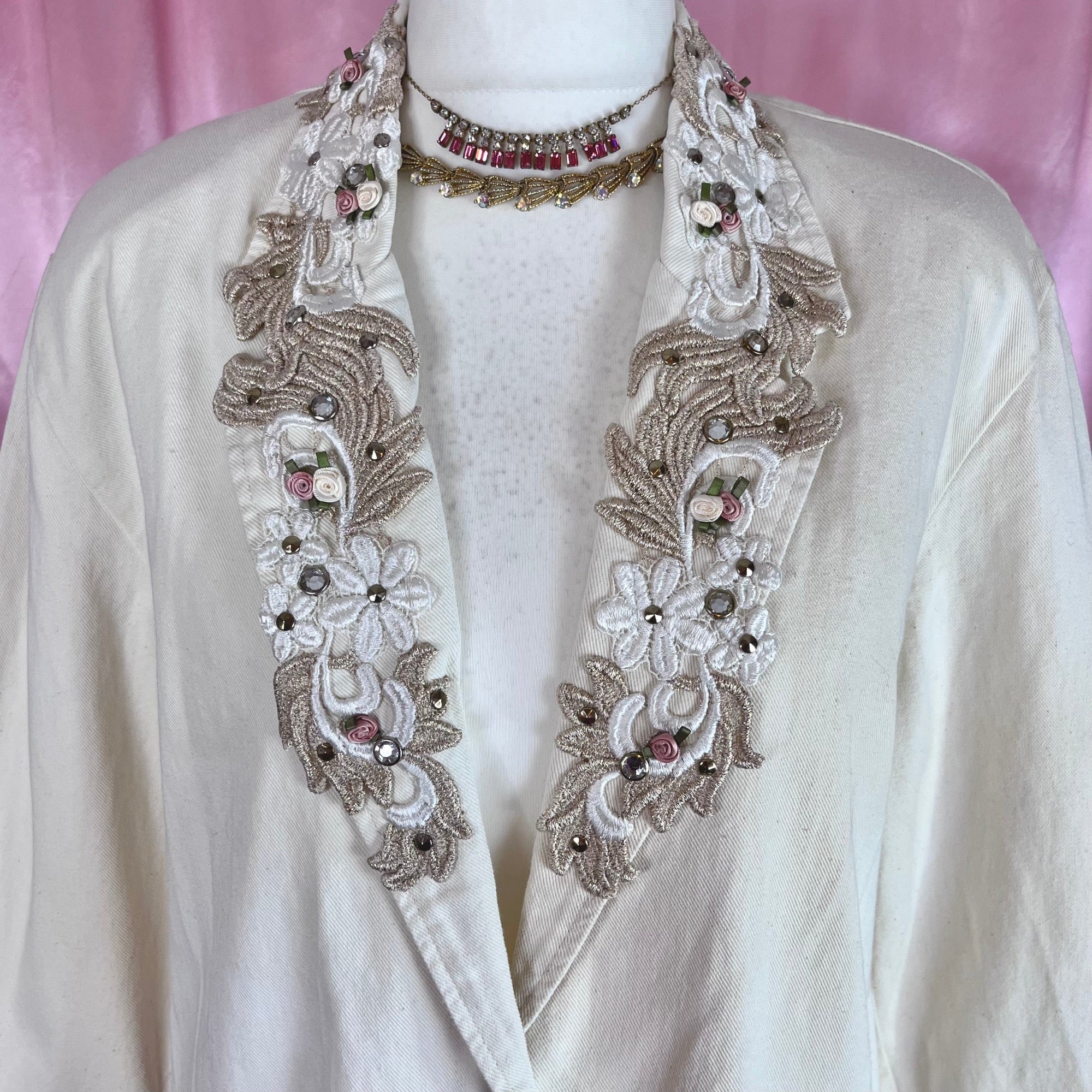 1980s Embellished denim jacket, unbranded, size 14/16