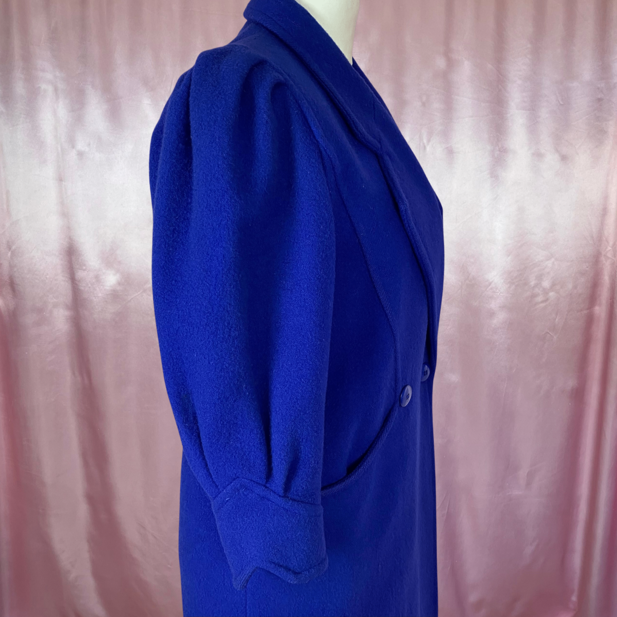 1980s Blue statement wool coat, by BHS, size 14/16