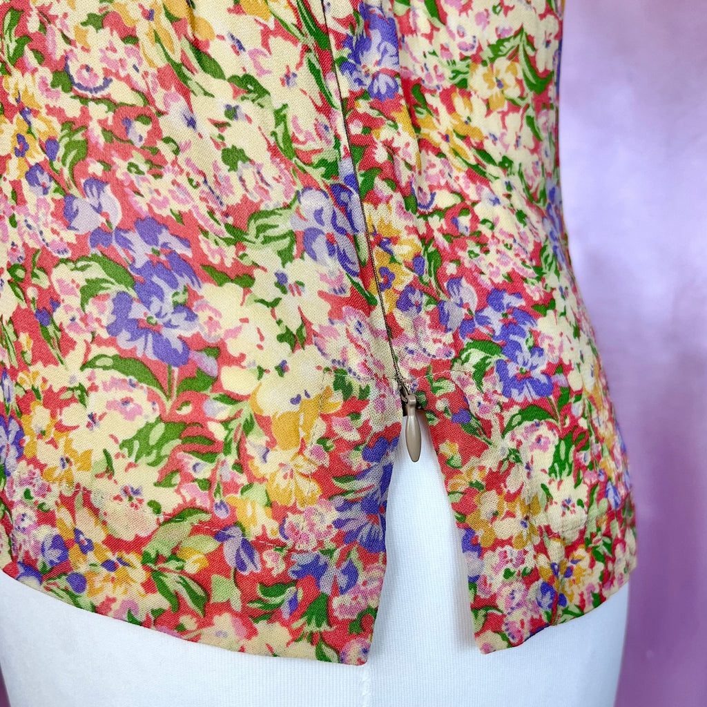 1980s sheer floral top, unbranded, size 10