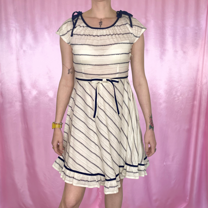 1970s stripey belted skater dress, unbranded, size 8