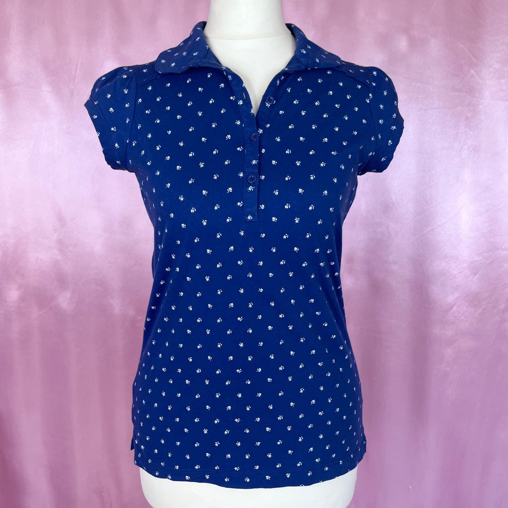 Y2K royal blue polo tee, by New Look, size 6