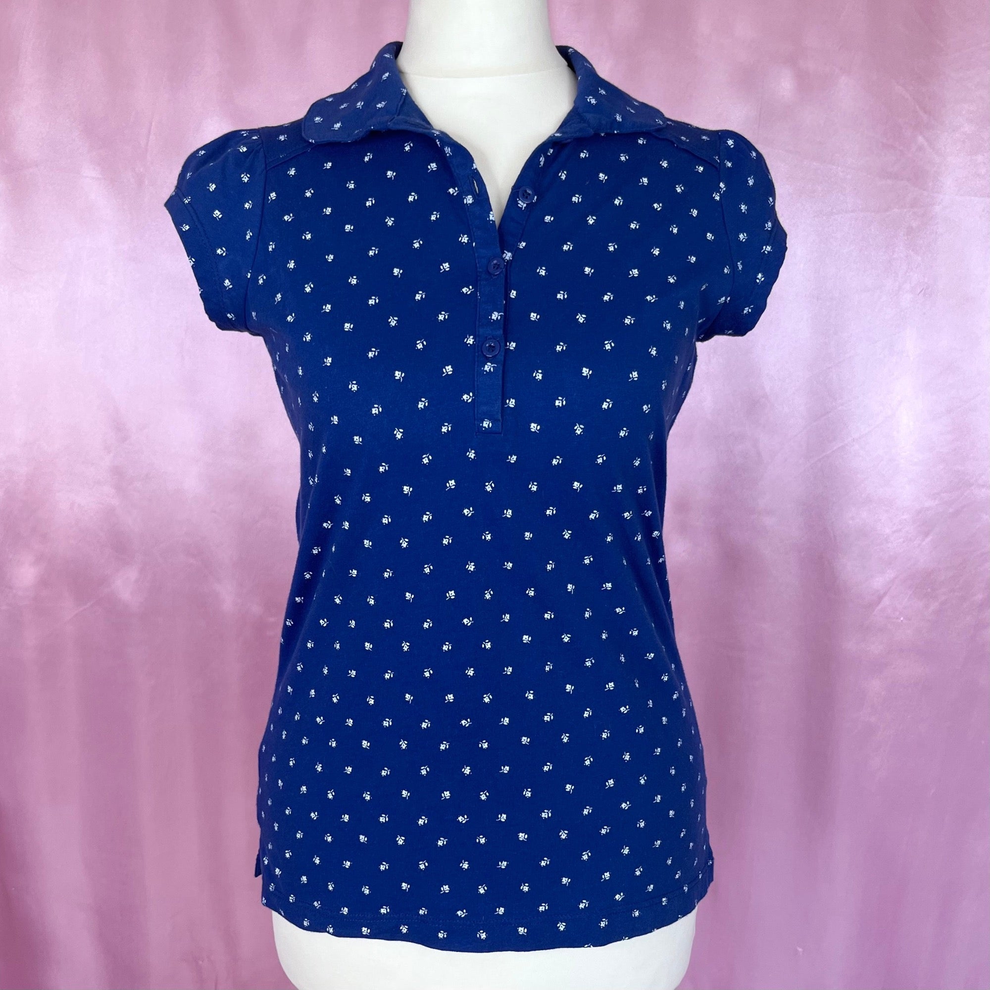 Y2K royal blue polo tee, by New Look, size 6