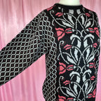 1980s black patterned jumper, by Honey, size 12