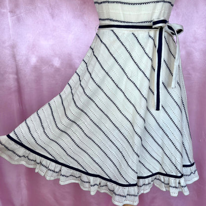 1970s stripey belted skater dress, unbranded, size 8