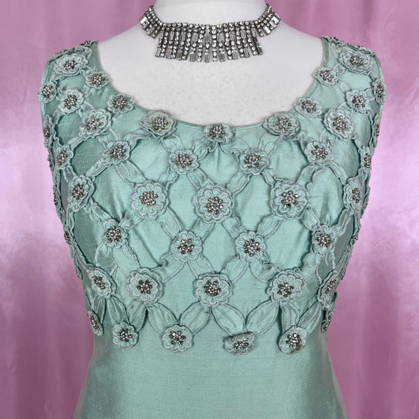 1960s Green evening dress, by Anne Gerrard, size 14