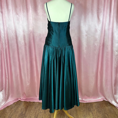 1980s Teal fit & flare dress, by Wallis, size 8