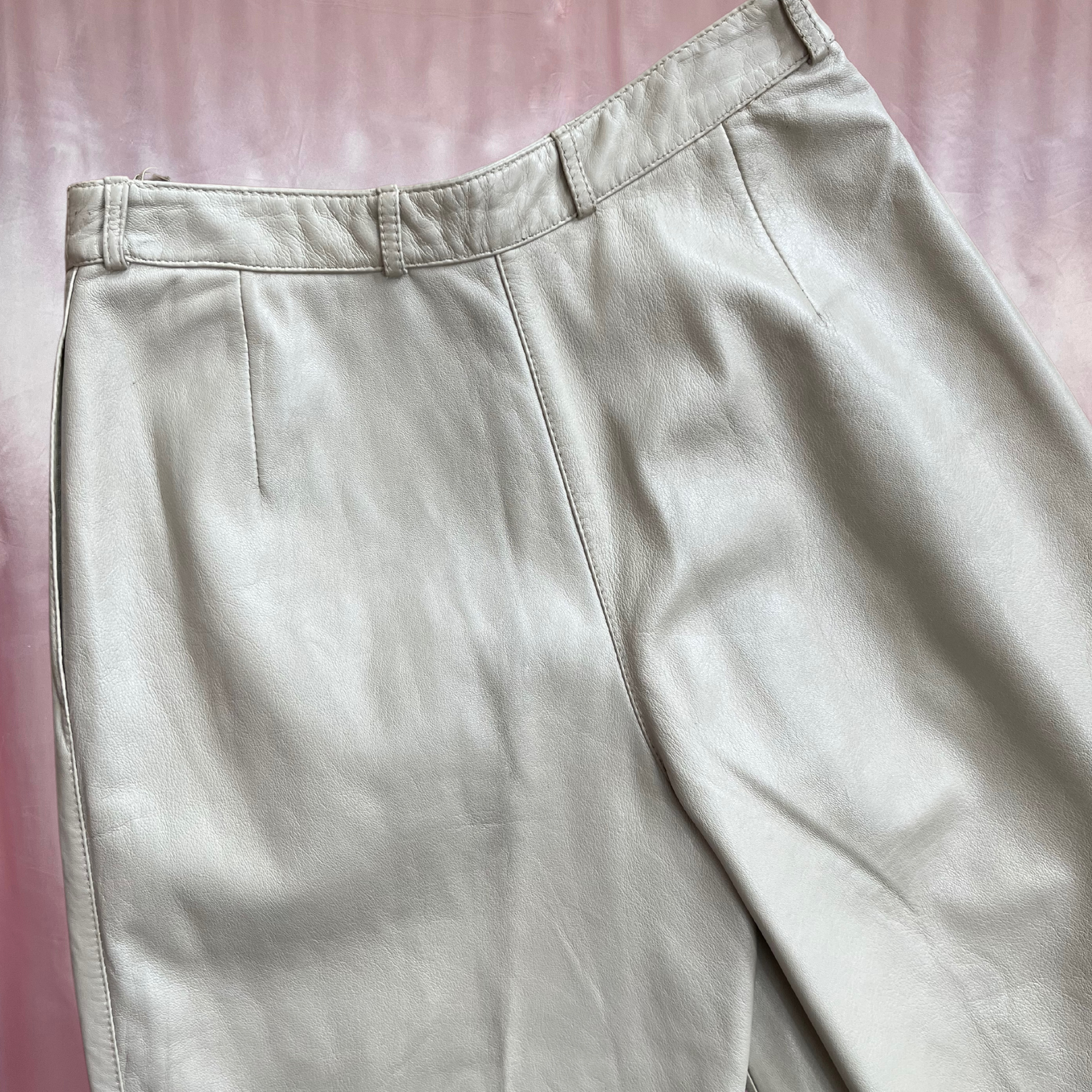 1980s Cream Italian leather trousers, by Brecos, size 6