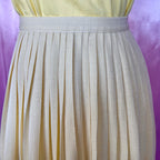 1980s pale yellow pleated skirt, Unbranded, size 14