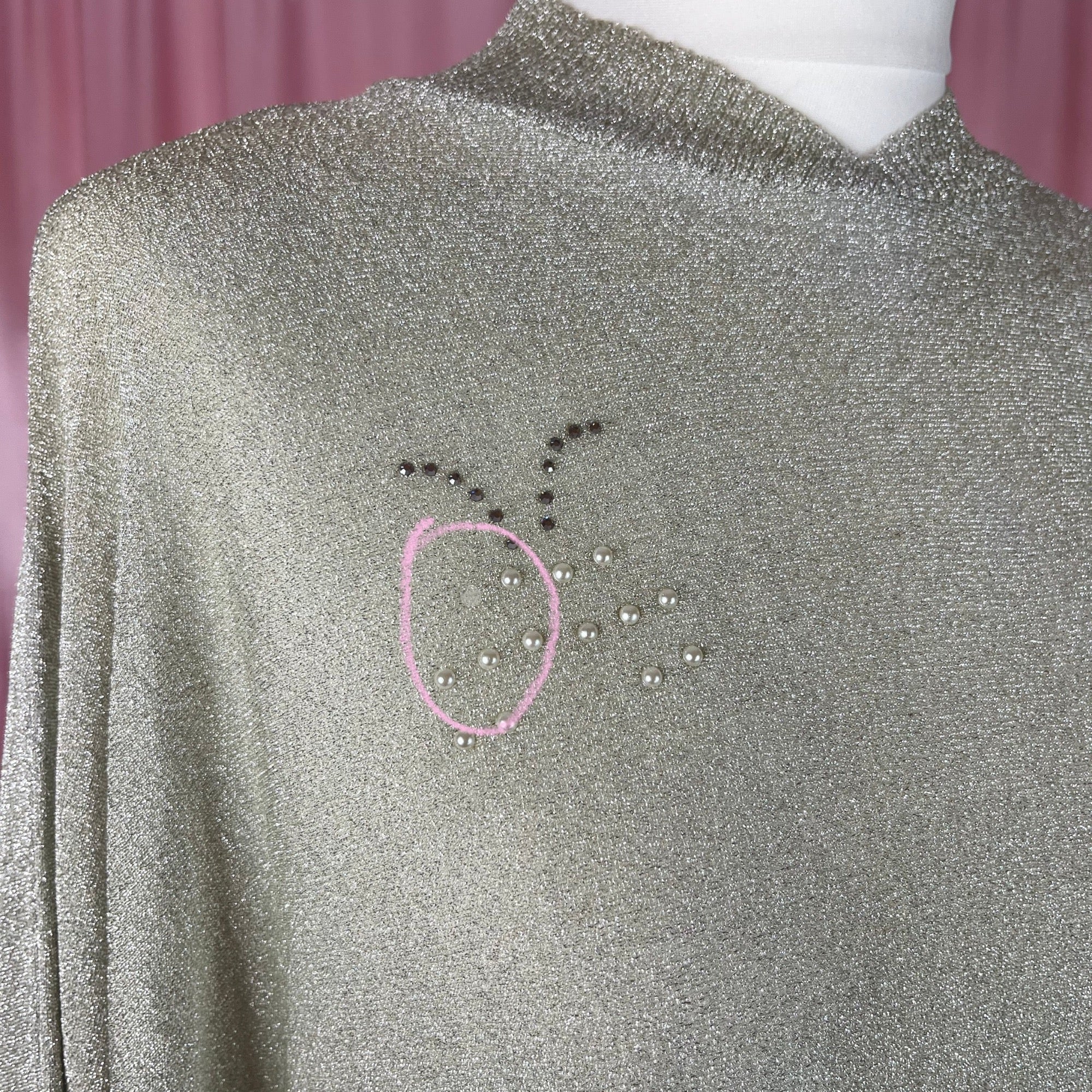 1980s Silver batwing jumper, by Chrysalis, size 8