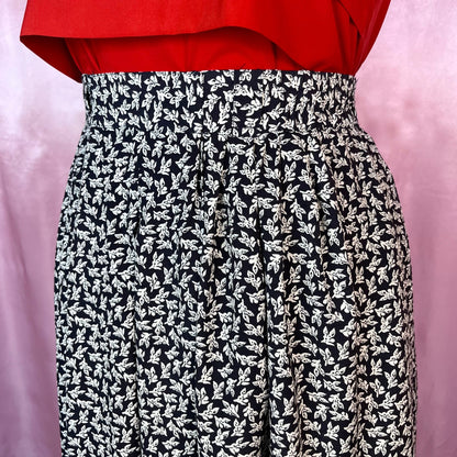 1990s Navy ditsy print skirt, by C&A, size 14