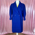 1980s Blue statement wool coat, by BHS, size 14/16