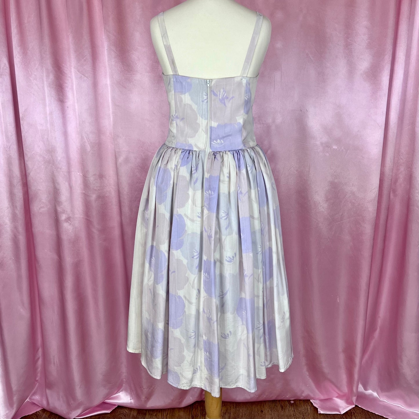 1980s pastel floral prom dress, by Frank Usher, size 8