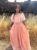 1980 Peach off shoulder dress, unbranded, size 8